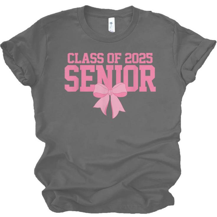 Graduate 2025 Class Of 2025 Senior Coquette Bow Graduation Unisex Jersey T-Shirt