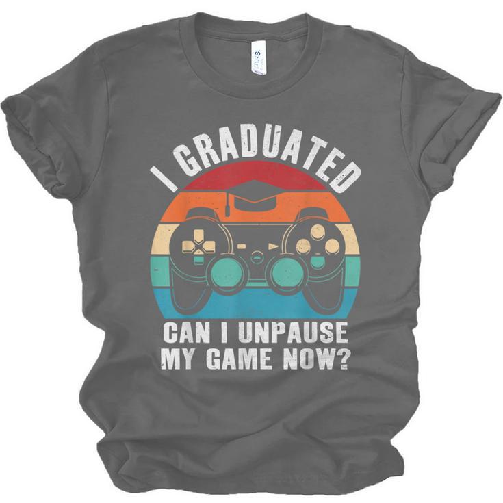 I Graduated Can I Unpause My Game Now Retro Graduation Unisex Jersey T-Shirt