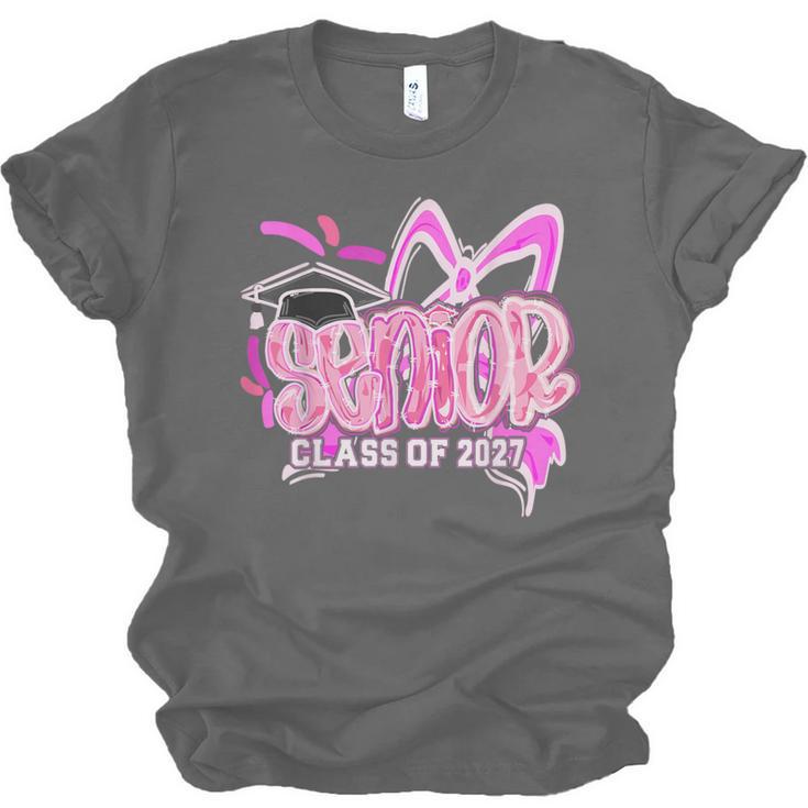Graduation 2027 Senior 2027 Class Of 2027 Coquette Pink Girl Unisex Jersey T-Shirt