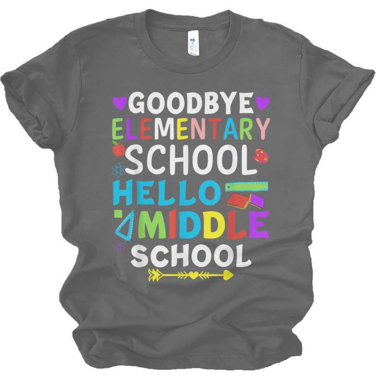 Graduation Shirt For 5th Grader Goodbye Hello Middle School Unisex Jersey T-Shirt