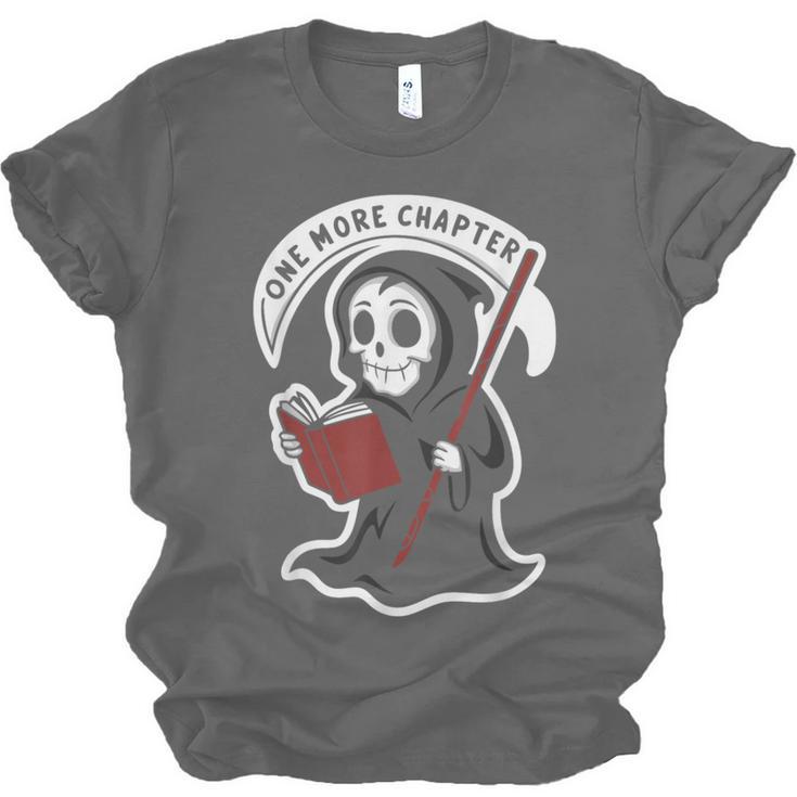 Grim Reaper Bookworm Cute Book Reading Halloween Unisex Jersey T-Shirt