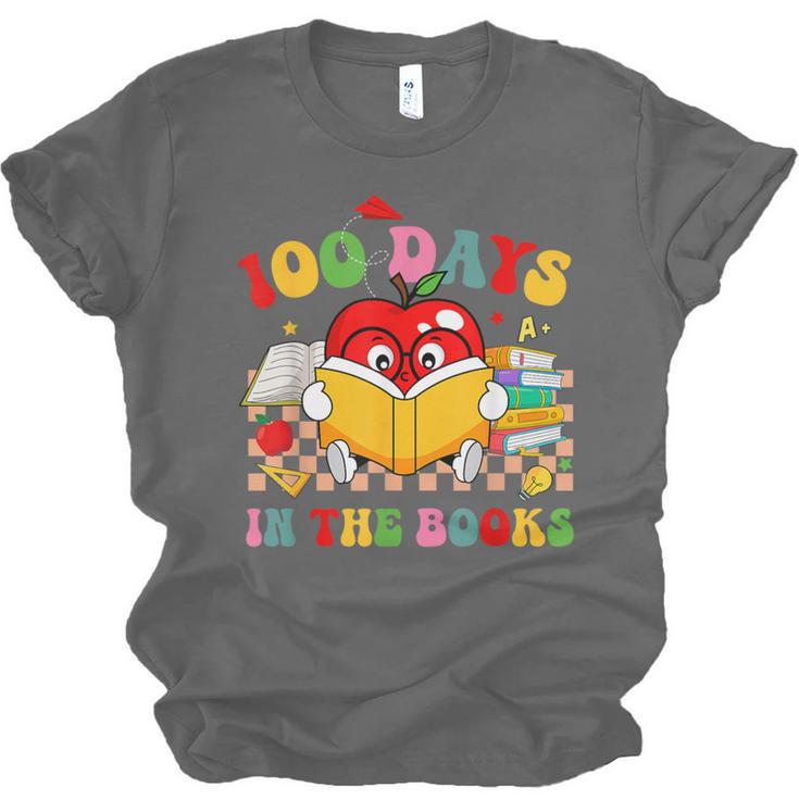 Groovy 100 Days In The Books Reading 100th Day Of School Unisex Jersey T-Shirt Groovy 100 Days In The Books Reading 100th Day Of School Unisex Jersey T-Shirt