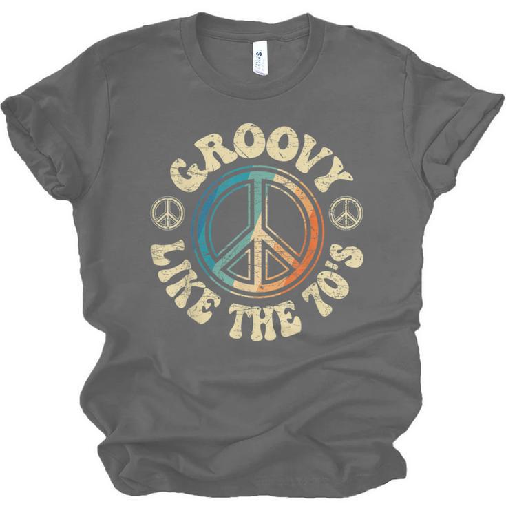 Groovy Like The 70s Peace Aesthetic Nostalgia 1970's Retro Unisex Jersey T-Shirt