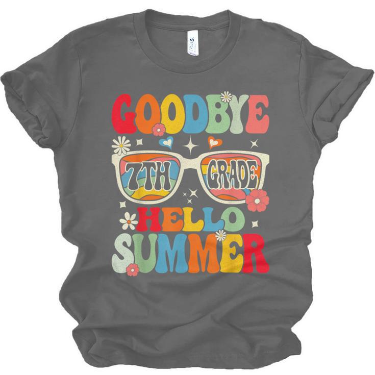 Groovy Goodbye 7th Grade Graduation Hello Summer Kids Unisex Jersey T-Shirt