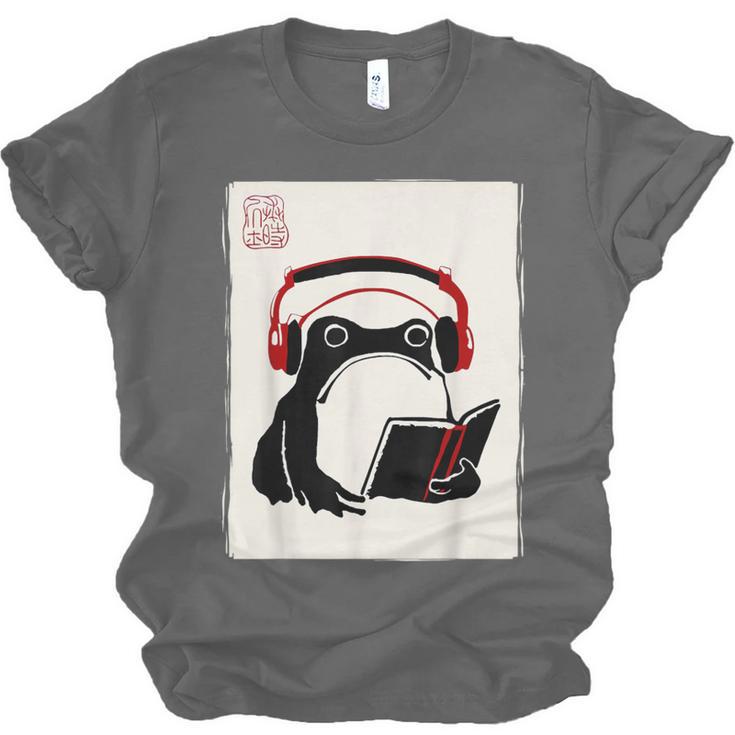 Grumpy Frog Books Music Kawaii Ink Japanese Unisex Jersey T-Shirt