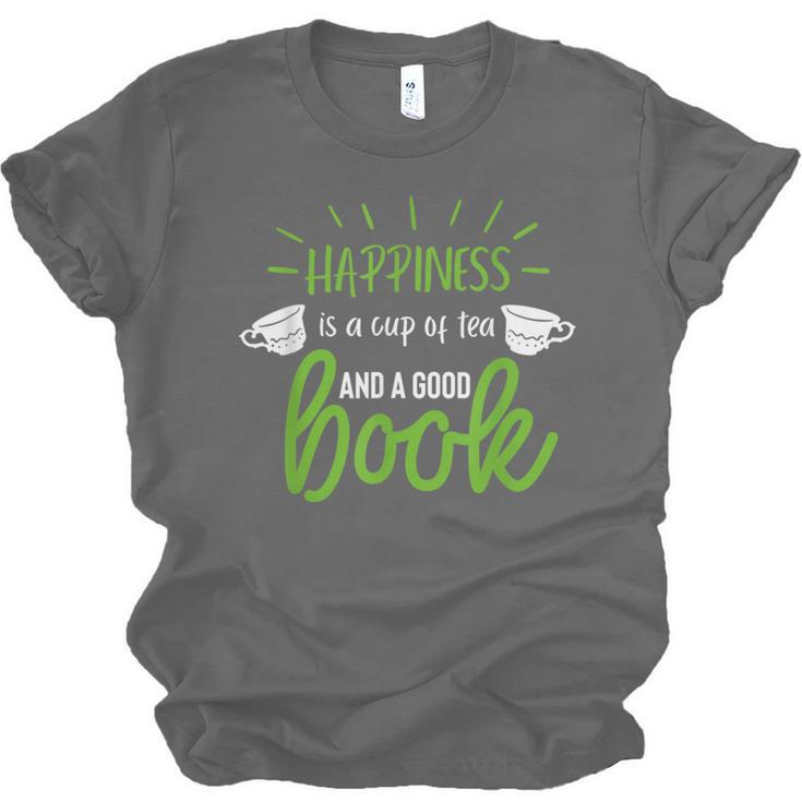 Happiness Is a Cup Of Tea And a Good Book Unisex Jersey T-Shirt