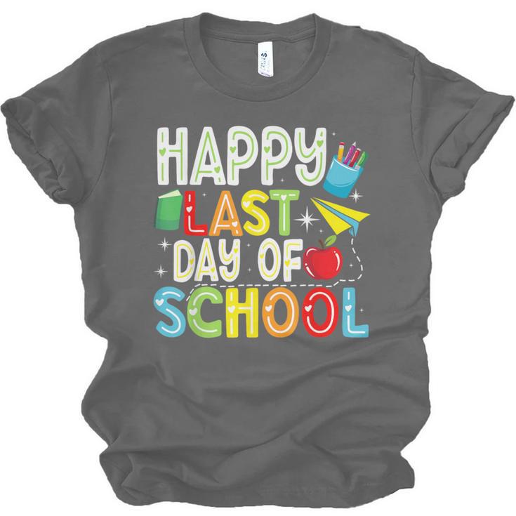 Happy Last Day Of School Teacher Kids Boys Girls Graduation Unisex Jersey T-Shirt