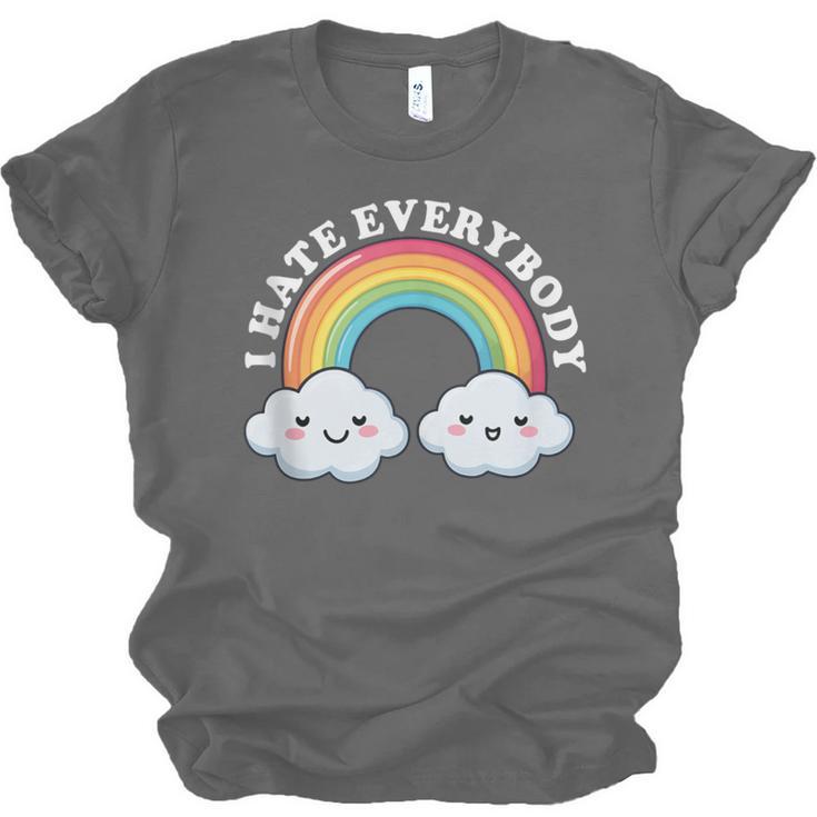 I Hate Everybody Rainbow Sarcastic Grumpy Introvert Unisex Jersey T-Shirt I Hate Everybody Rainbow Sarcastic Grumpy Introvert Unisex Jersey T-Shirt