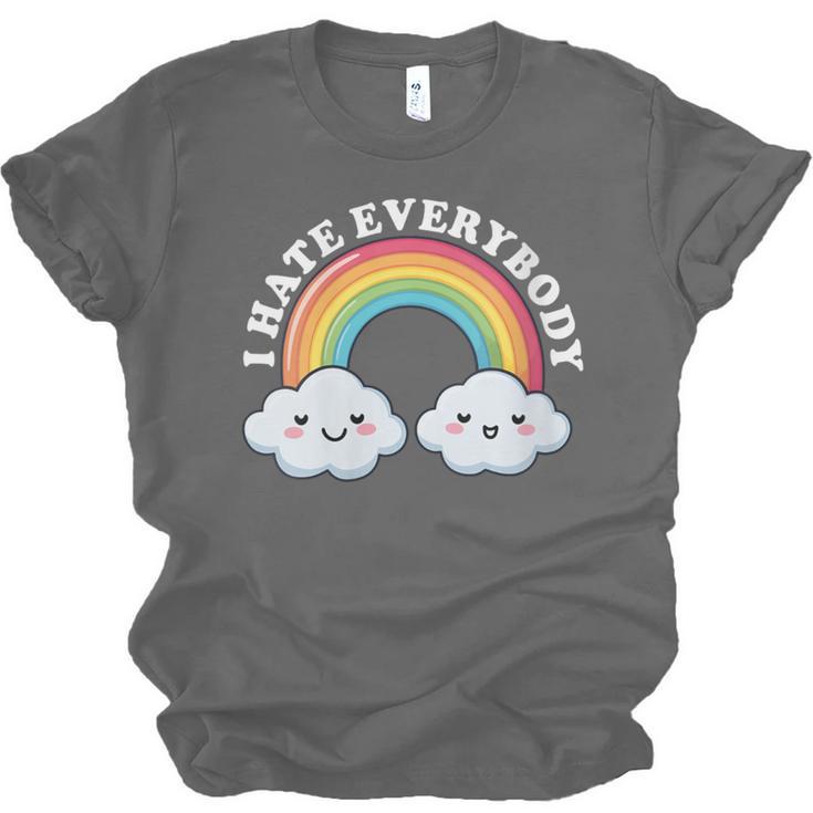 I Hate Everybody Rainbow Sarcastic Grumpy Introvert Unisex Jersey T-Shirt I Hate Everybody Rainbow Sarcastic Grumpy Introvert Unisex Jersey T-Shirt