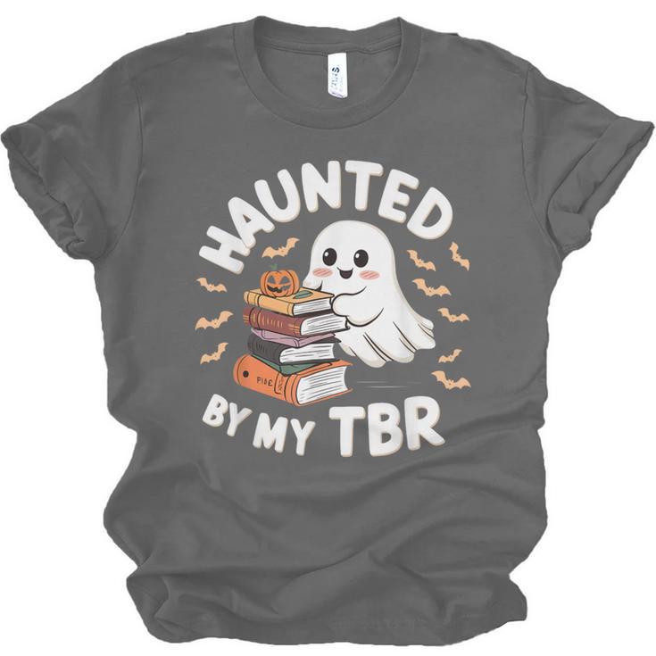 Haunted By My TBR Cute Ghost Book Reading Teacher Halloween Unisex Jersey T-Shirt