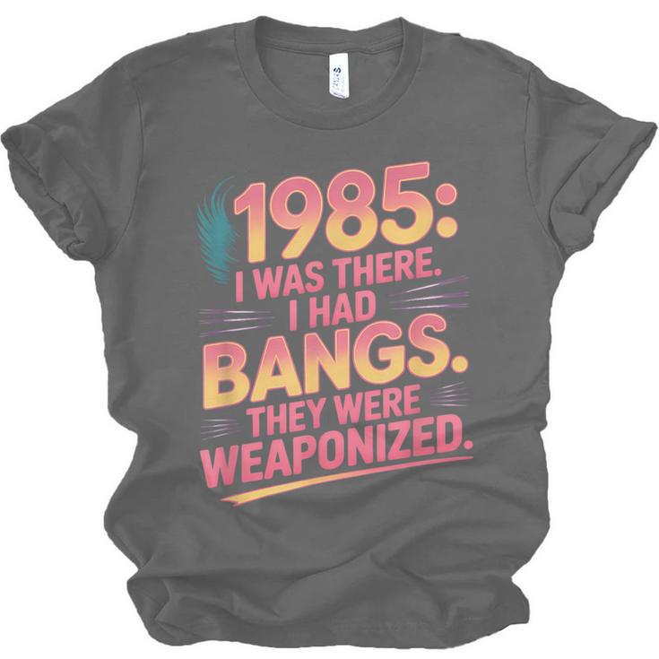 Hilarious 1985 Big Hair Bangs Joke For Gen X Nostalgia Unisex Jersey T-Shirt Hilarious 1985 Big Hair Bangs Joke For Gen X Nostalgia Unisex Jersey T-Shirt