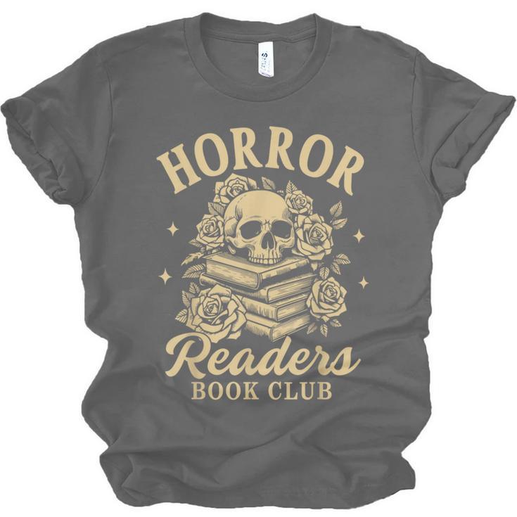 Horror Reading Spooky Vibes Bookish Horror Readers Book Club Unisex Jersey T-Shirt