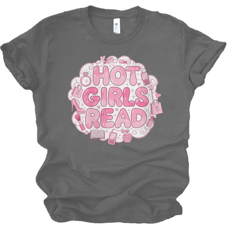 Hot Girls Read Pink Aesthetic Book Lover Reading Unisex Jersey T-Shirt