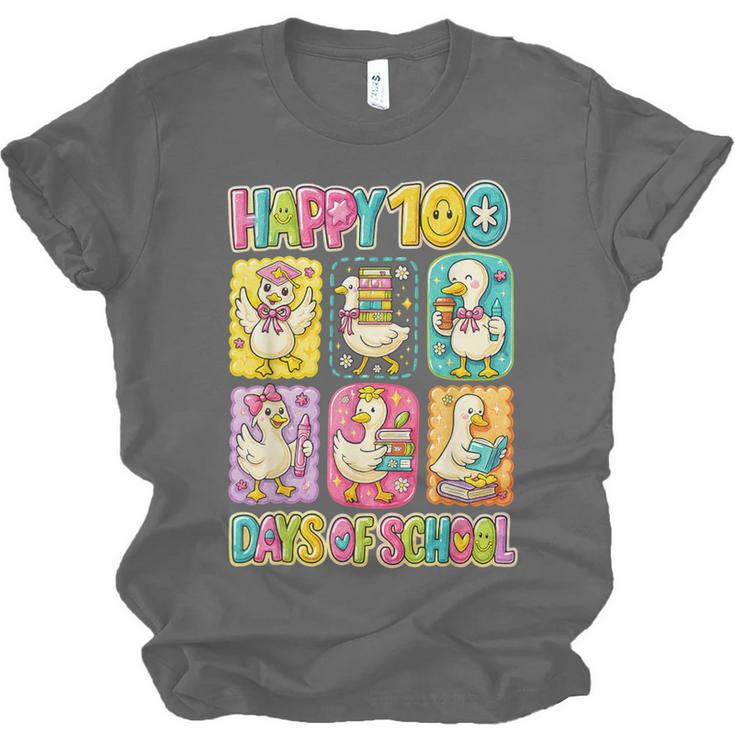 HUGvyn Happy 100 Days Of School Teacher Goose Preppy Books Unisex Jersey T-Shirt
