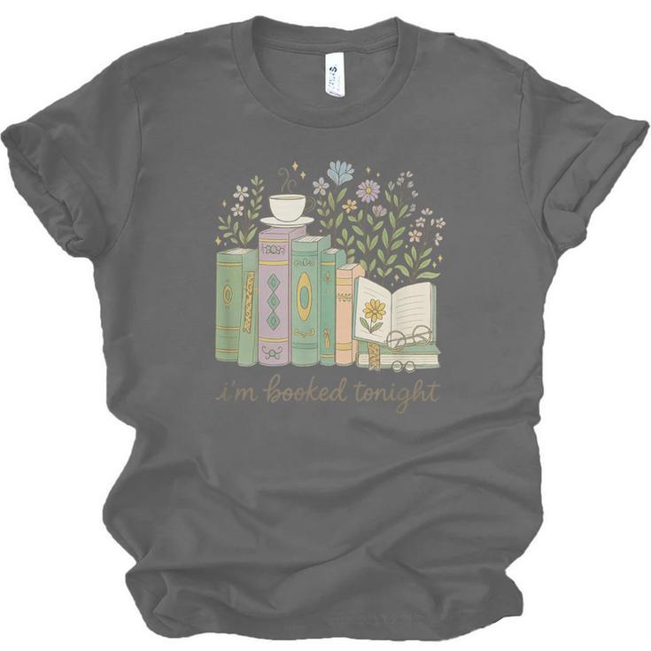 I'm Booked Tonight Cozy Floral Book Lover Graphic Unisex Jersey T-Shirt