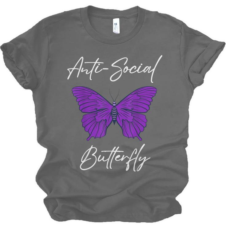 Introvert Antisocial Butterfly For Women Men Unisex Jersey T-Shirt