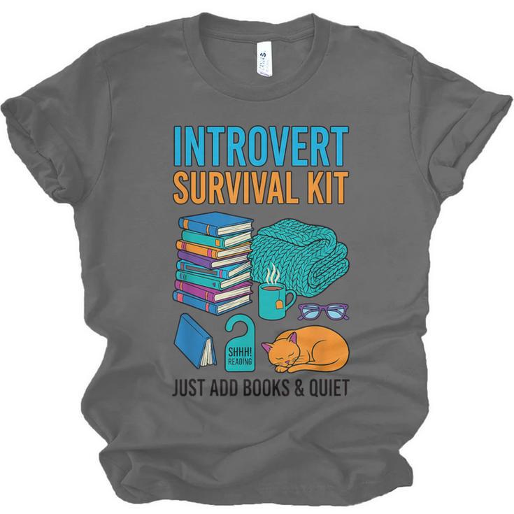 Introvert Book Lover Introvert Survival Kit Unisex Jersey T-Shirt Introvert Book Lover Introvert Survival Kit Unisex Jersey T-Shirt