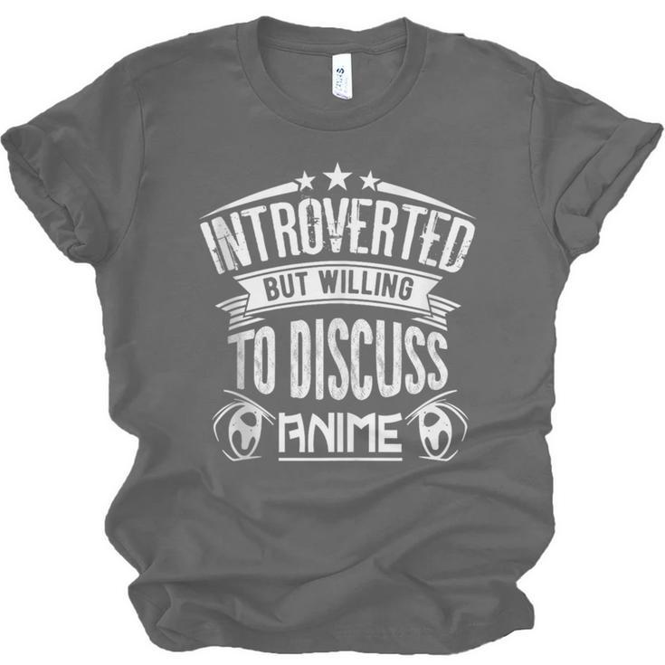 Introvert Quote Introverted But Willing To Discuss Anime Unisex Jersey T-Shirt