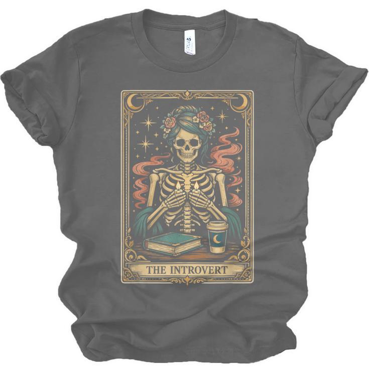 The Introvert Skeleton Tarot Card Coffee Book Lover Unisex Jersey T-Shirt The Introvert Skeleton Tarot Card Coffee Book Lover Unisex Jersey T-Shirt