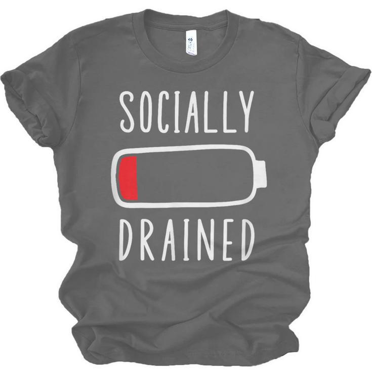 Introvert Socially Drained Battery Unisex Jersey T-Shirt Introvert Socially Drained Battery Unisex Jersey T-Shirt