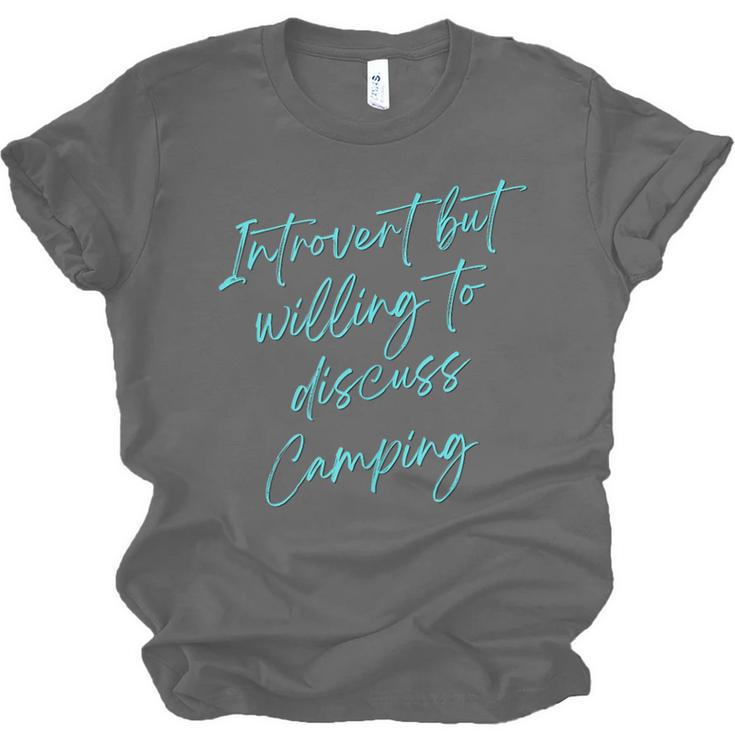 Introvert But Willing To Discuss Camping Unisex Jersey T-Shirt Introvert But Willing To Discuss Camping Unisex Jersey T-Shirt
