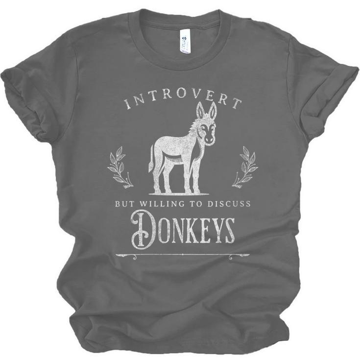 Introvert But Willing To Discuss Donkeys Vintage Retro Unisex Jersey T-Shirt