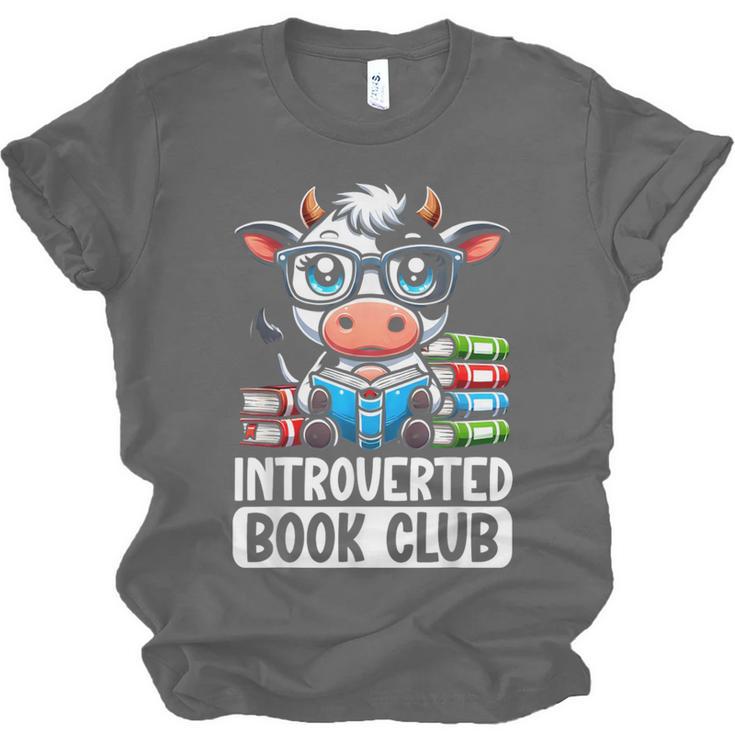 Introverted Book Club Reading Lover Cow Unisex Jersey T-Shirt