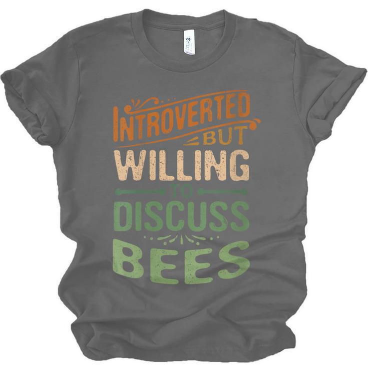 Introverted But Willing To Discuss Bees Animal Meme Unisex Jersey T-Shirt Introverted But Willing To Discuss Bees Animal Meme Unisex Jersey T-Shirt