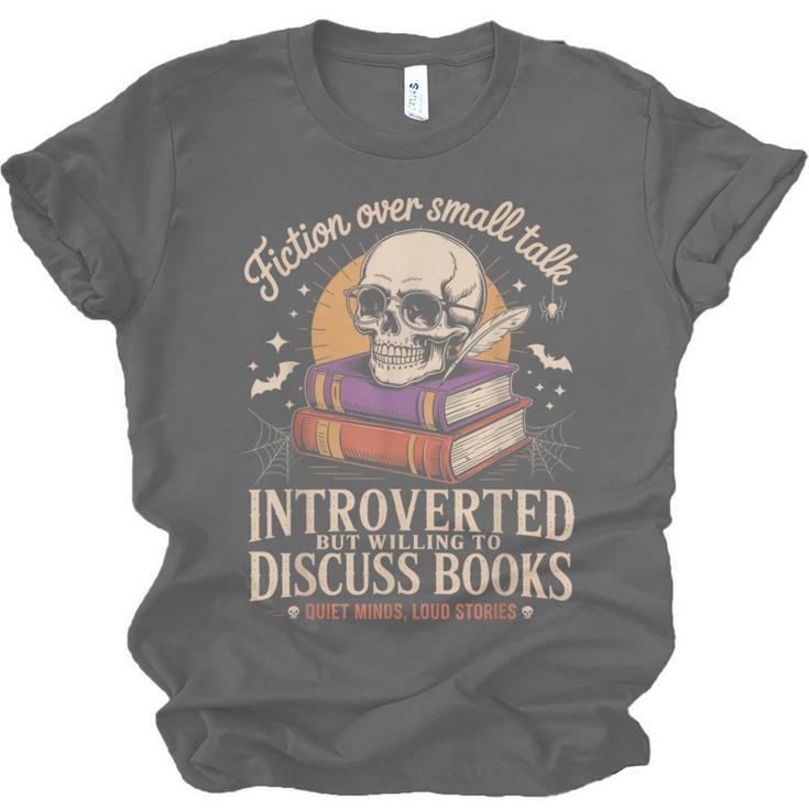 Introverted But Willing To Discuss Books Cozy Aesthetic Unisex Jersey T-Shirt Introverted But Willing To Discuss Books Cozy Aesthetic Unisex Jersey T-Shirt