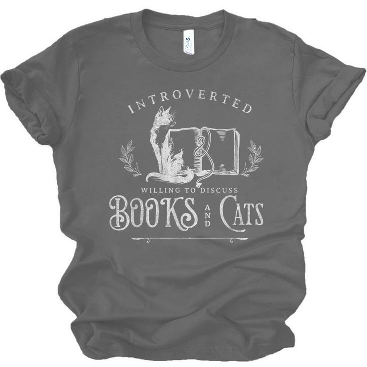 Introverted Willing To Discuss Cats And Books Unisex Jersey T-Shirt