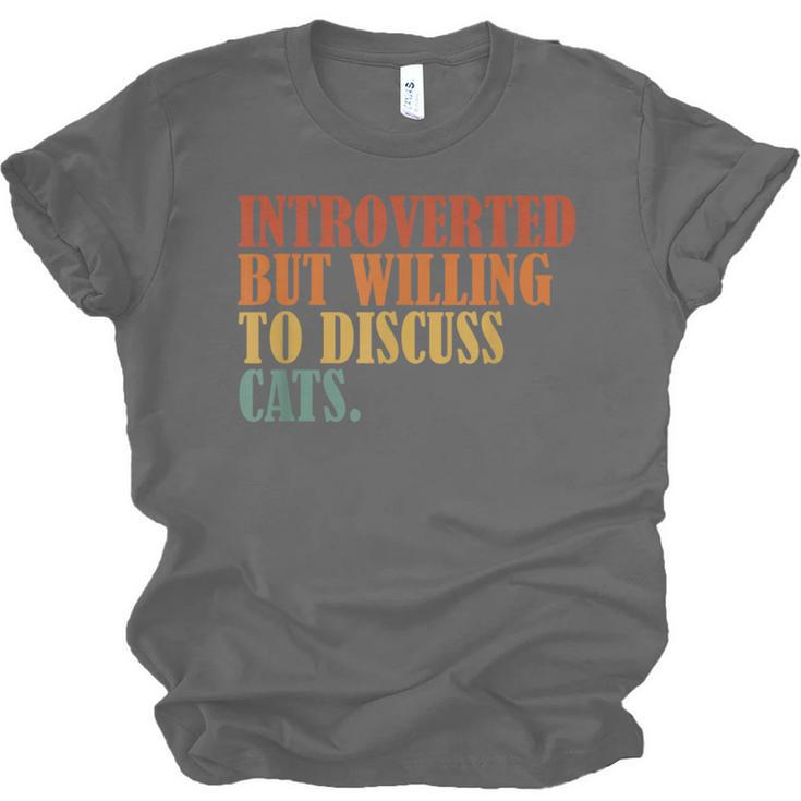 Introverted But Willing To Discuss Cats Introvert Unisex Jersey T-Shirt