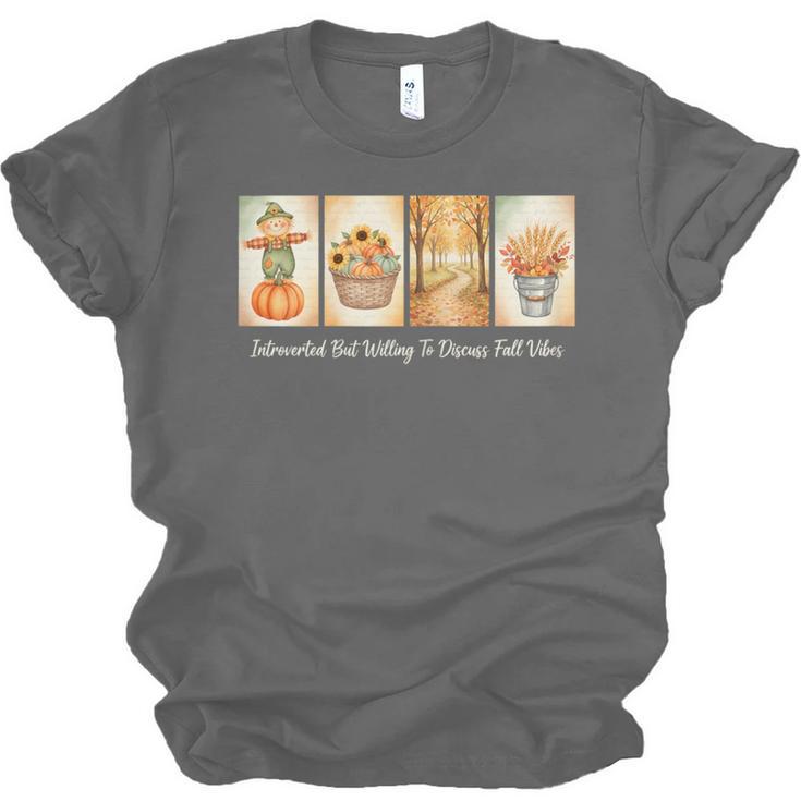 Introverted But Willing To Discuss Fall Vibes Autumn Pumpkin Unisex Jersey T-Shirt Introverted But Willing To Discuss Fall Vibes Autumn Pumpkin Unisex Jersey T-Shirt