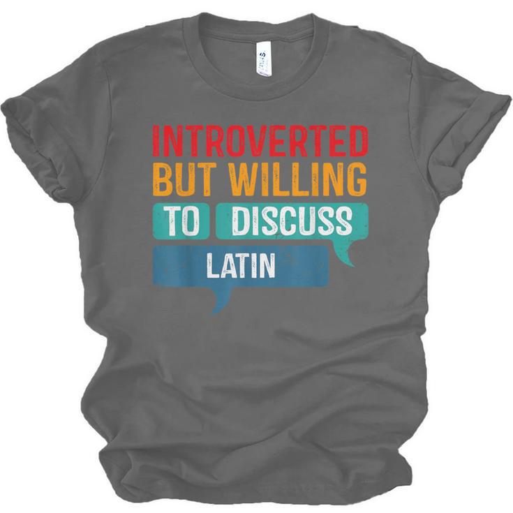 Introverted But Willing To Discuss Latin Unisex Jersey T-Shirt Introverted But Willing To Discuss Latin Unisex Jersey T-Shirt