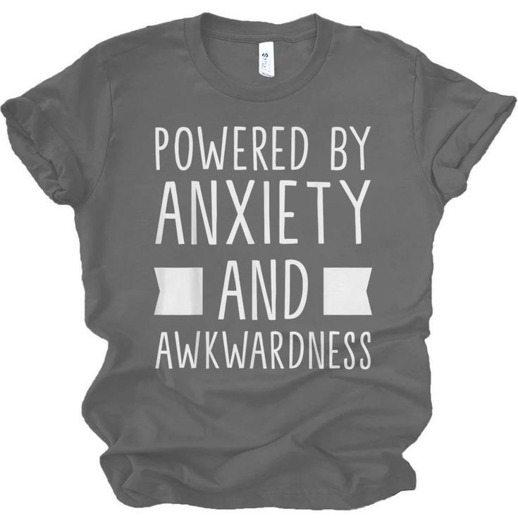 Introverts Social Anxiety Powered By Anxiety And Awkwardness Unisex Jersey T-Shirt Introverts Social Anxiety Powered By Anxiety And Awkwardness Unisex Jersey T-Shirt