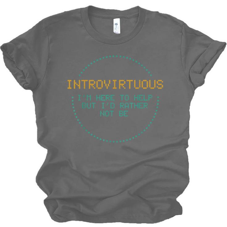 Introvirtuous Retro Pixel Funny Introvert Quote Unisex Jersey T-Shirt