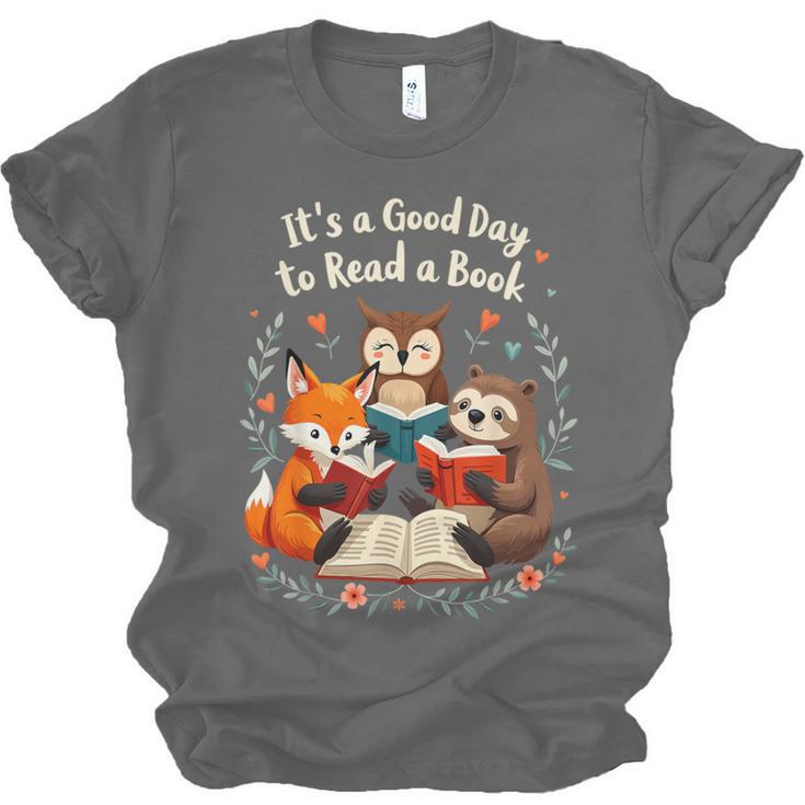 Its A Good Day To Read Book Cute Fox Sloth Owl Novel Reading Unisex Jersey T-Shirt