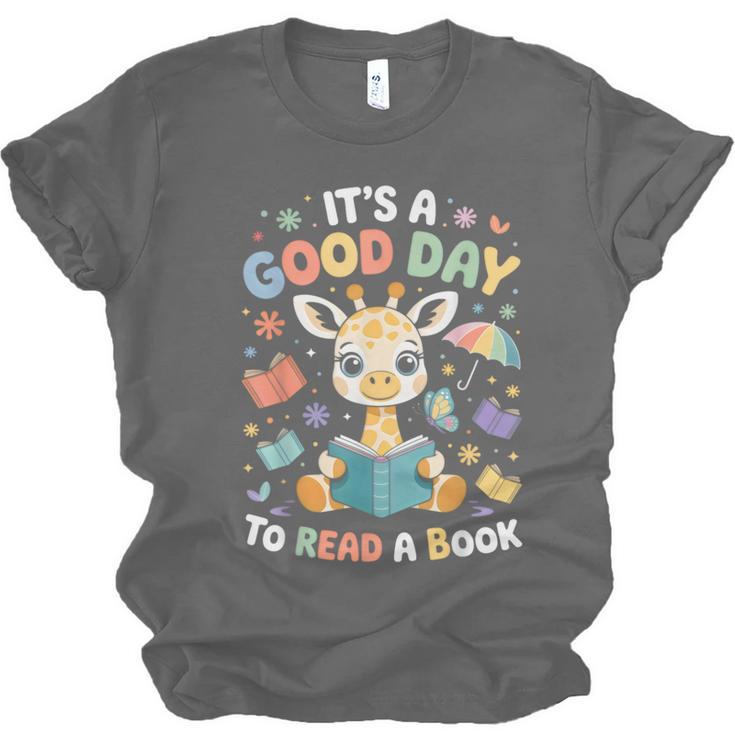 It's a Good Day To Read a Book Cute Giraffe Unisex Jersey T-Shirt