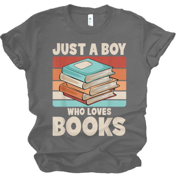 Just A Boy Who Loves Books Reading Bookworm Boys Kids Unisex Jersey T-Shirt