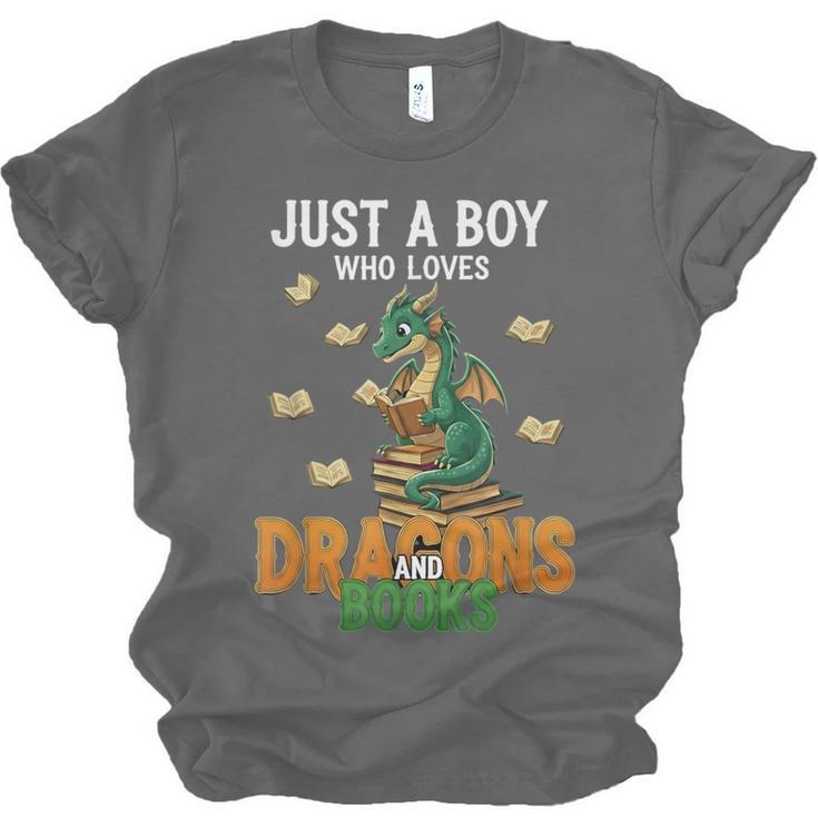 Just a Boy Who Loves Dragons And Books Reading Dragon Unisex Jersey T-Shirt