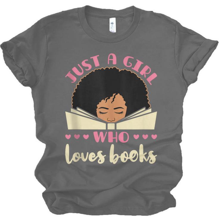 Just a Girl Who Loves Books African American Book Nerd Lover Unisex Jersey T-Shirt
