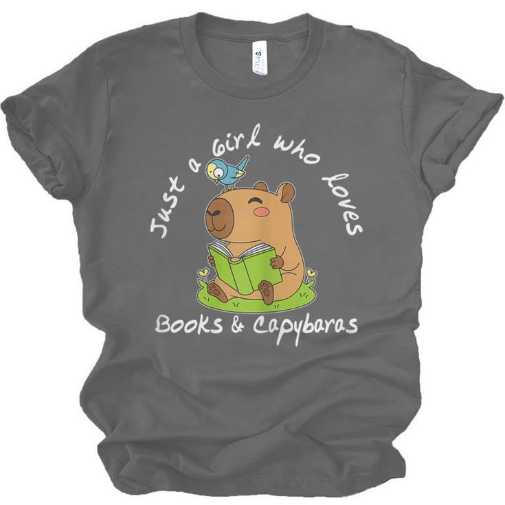 Just a Girl Who Loves Books And Capybaras Unisex Jersey T-Shirt