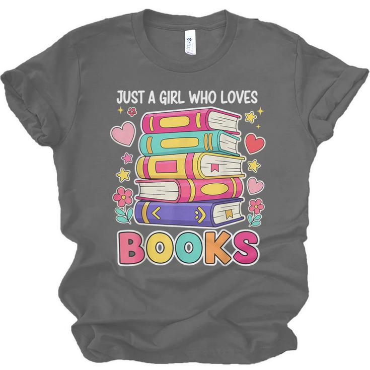 Just A Girl Who Loves Books Reading Library Unisex Jersey T-Shirt