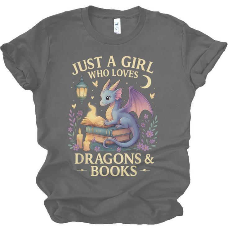 Just a Girl Who Loves Cute Dragons And Books Unisex Jersey T-Shirt Just a Girl Who Loves Cute Dragons And Books Unisex Jersey T-Shirt