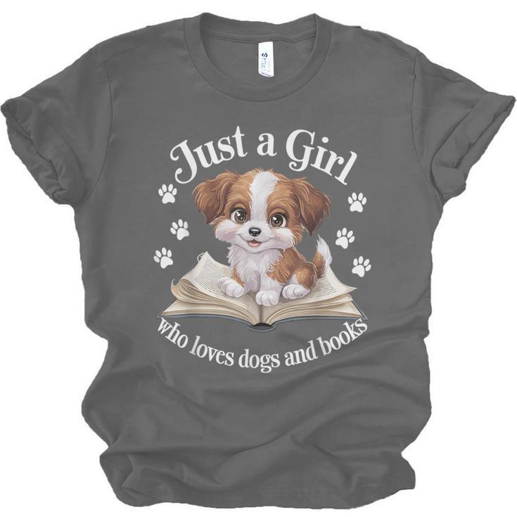 Just a Girl Who Loves Dogs And Books Cute Dog Unisex Jersey T-Shirt Just a Girl Who Loves Dogs And Books Cute Dog Unisex Jersey T-Shirt