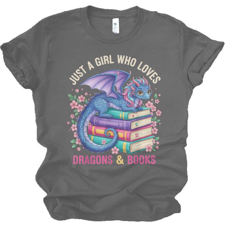 Just a Girl Who Loves Dragons And Books Dragon Reading Unisex Jersey T-Shirt Just a Girl Who Loves Dragons And Books Dragon Reading Unisex Jersey T-Shirt