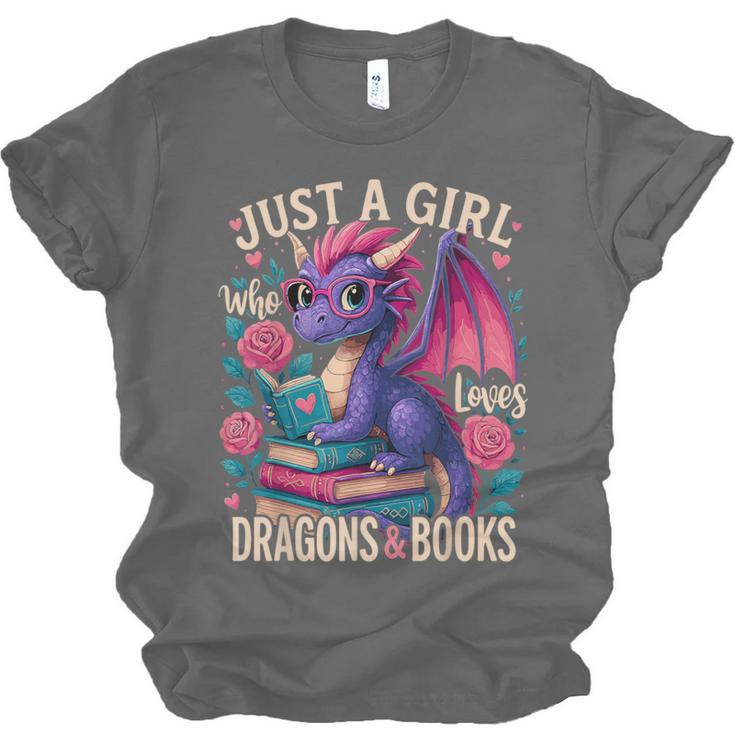 Just a Girl Who Loves Dragons And Books Dragon Unisex Jersey T-Shirt