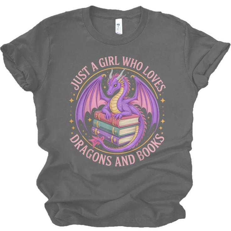 Just A Girl Who Loves Dragons And Books Fantasy Dragon Unisex Jersey T-Shirt