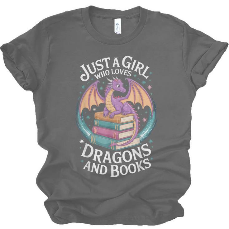 Just A Girl Who Loves Dragons And Books Fantasy Reader Unisex Jersey T-Shirt Just A Girl Who Loves Dragons And Books Fantasy Reader Unisex Jersey T-Shirt