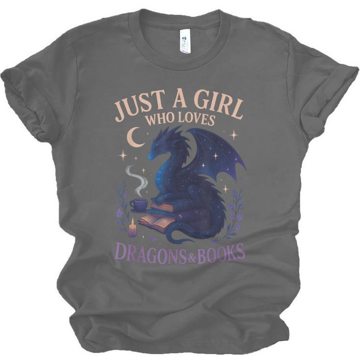 Just a Girl Who Loves Dragons And Books Fantasy Unisex Jersey T-Shirt