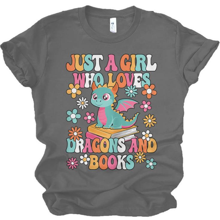 Just A Girl Who Loves Dragons And Books Reading Bookworm Unisex Jersey T-Shirt